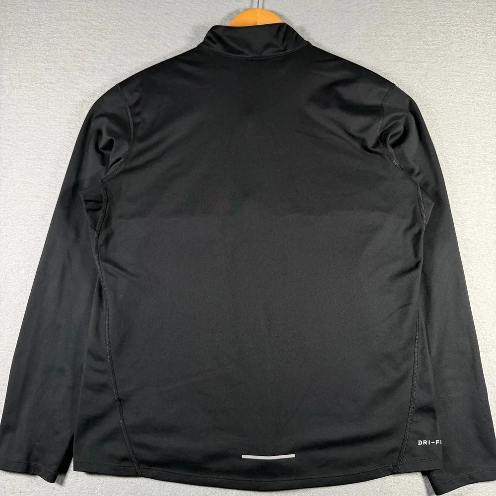 Nike Running Dri-FIT Mens Black 1/4 Zip Pullover Thumbholes 856827-010 Large